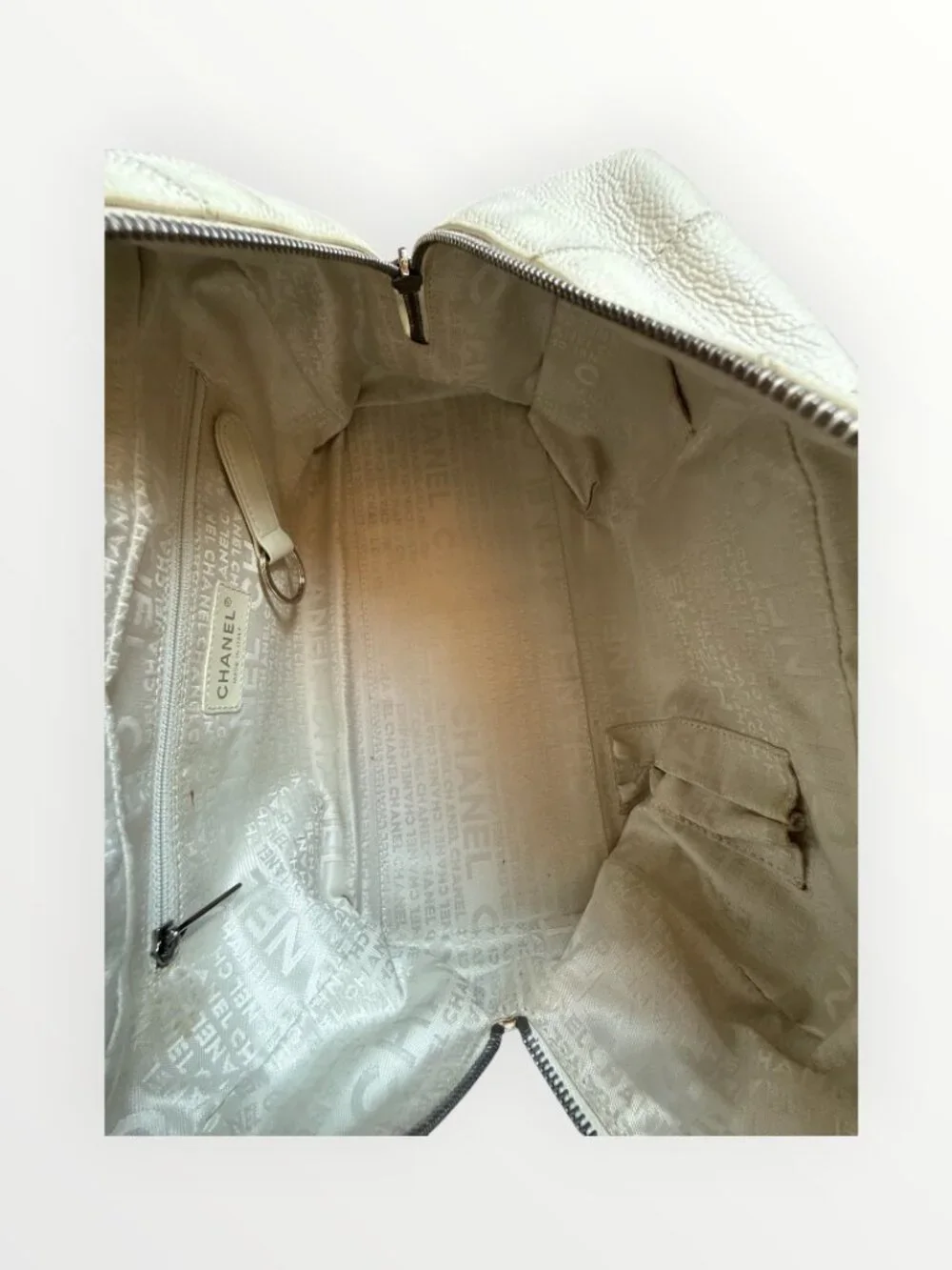 Chanel Vintage LAX Caviar Bowler Bag White